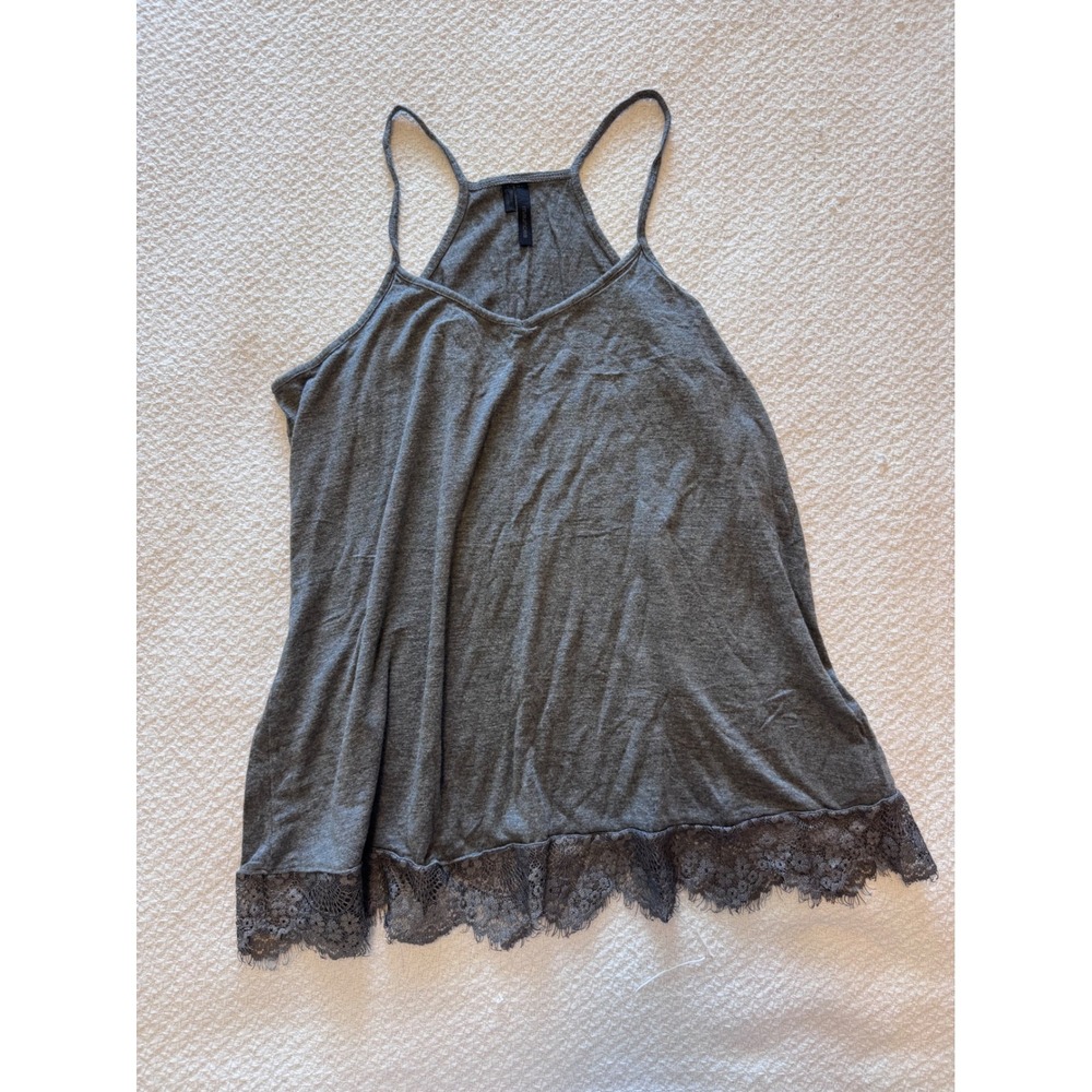 Maurices Gray Lace Trim Cami Tank Top Racerback Spaghetti Strap Medium
